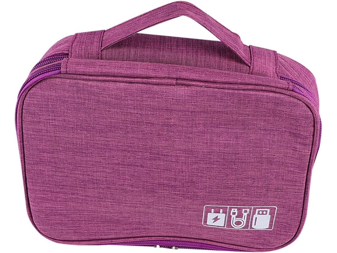 Besportble Estuche De Transporte De Algodón Y Lino Para Accesorios De Viaje Con Doble Cremallera Y Comparti...