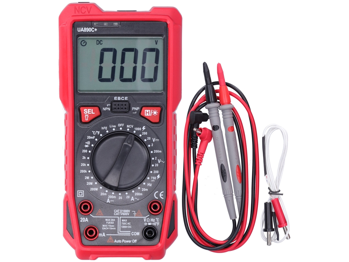 Multímetro Digital Ua890c+ Con Pantalla Lcd Retroiluminada: Mide Voltaje, Corriente, Resistencia Y Capacitancia. Herramienta Eléctrica.