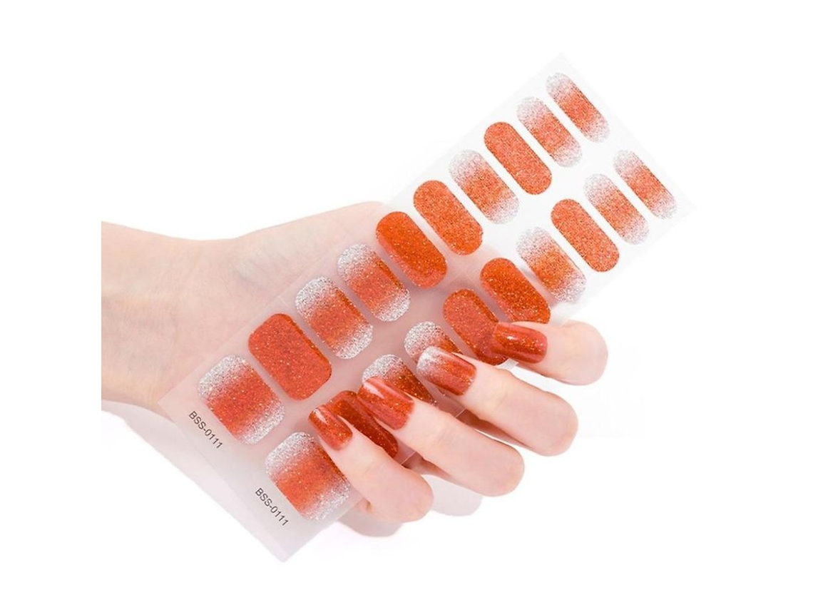 20 Pegatinas De Uñas De Gel Semicuradas Con Lima Y Bastoncillos De Alcohol. Requiere Lámpara Uv/led.