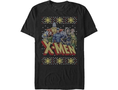 Camiseta ROCKINSTONE Faux Ugly Christmas Sweater Camiseta de X-Men (XL)