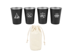 Vasos Portátiles Para Camping, Fabricados En Acero Inoxidable 304, Resistentes A Altas Temperaturas, 350 Ml, Color Negro, Ideales Para Viajes Al Aire Libre.