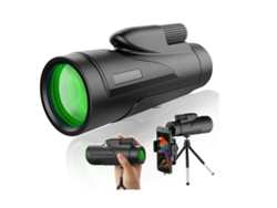 Telescopio monocular HD 12x50 con trípode de bolsillo, prisma óptico completo impermeable, telescopio portátil Bestvite de doble enfoque (negro)