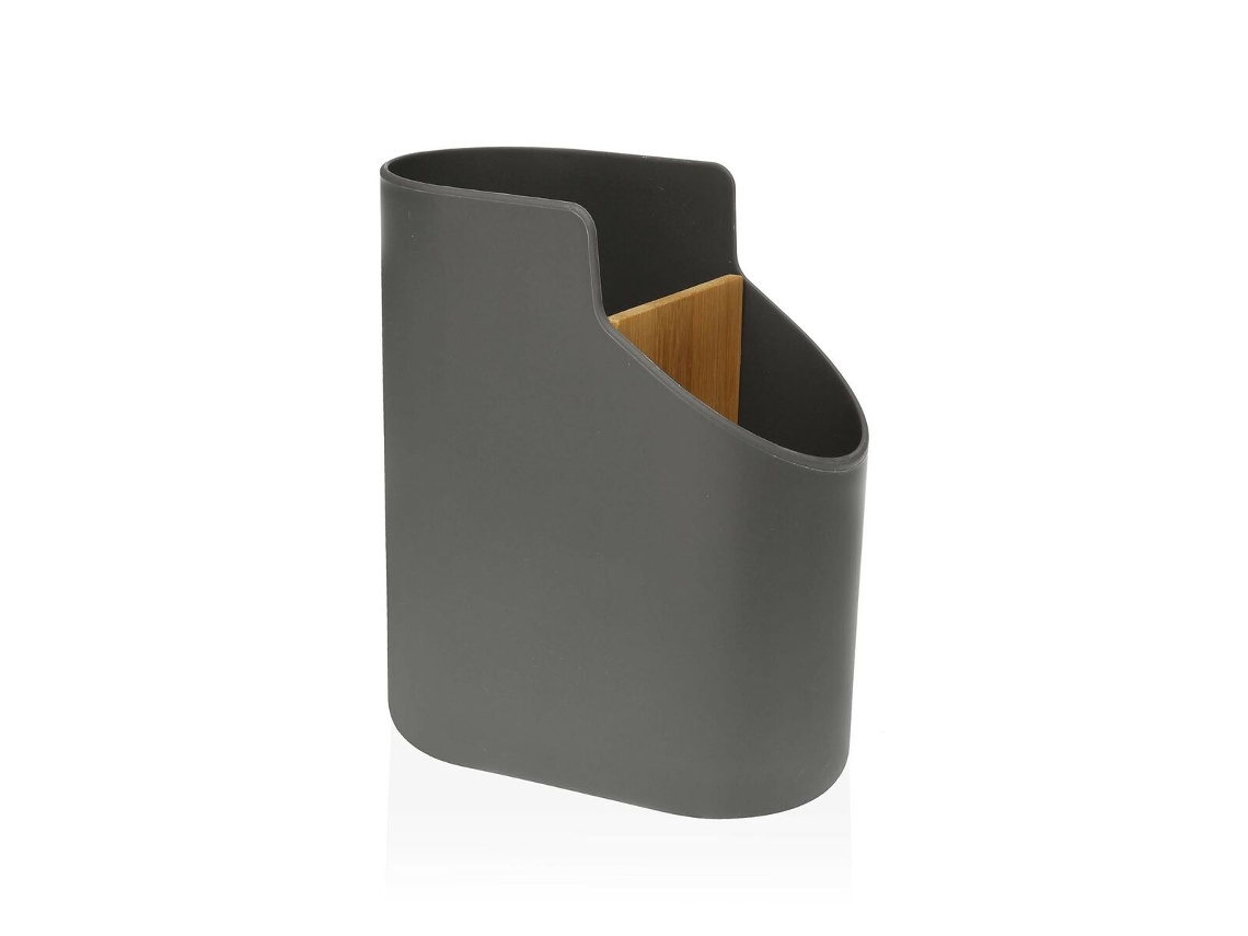 Bote para Utensilios de Cocina Versa Gris 8,5 x 17,6 x 15 cm ABS Bambú