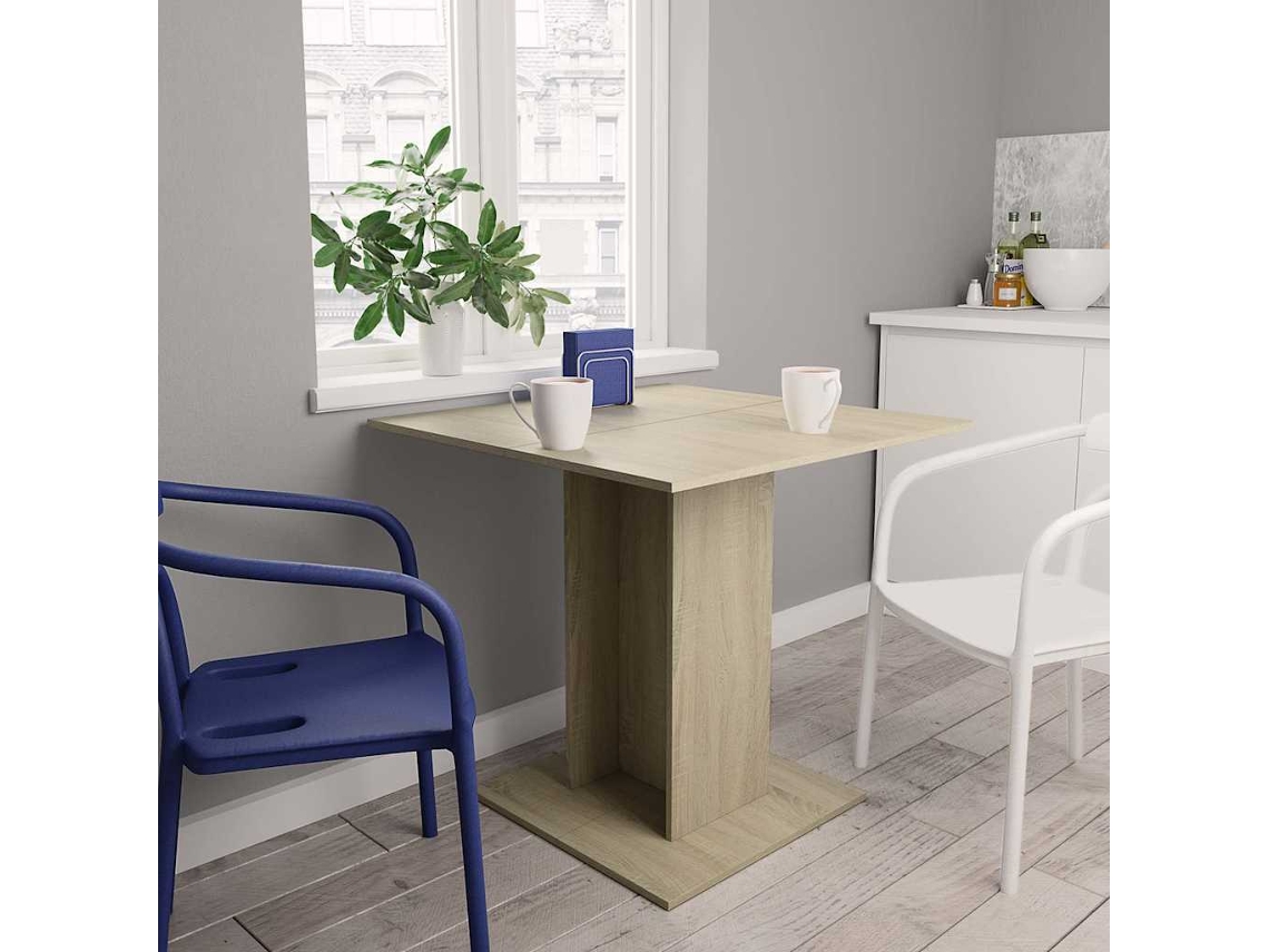 Mesa De Comedor | Mesa De Cocina De Madera Contrachapada Color Roble 80x80x75 Cm