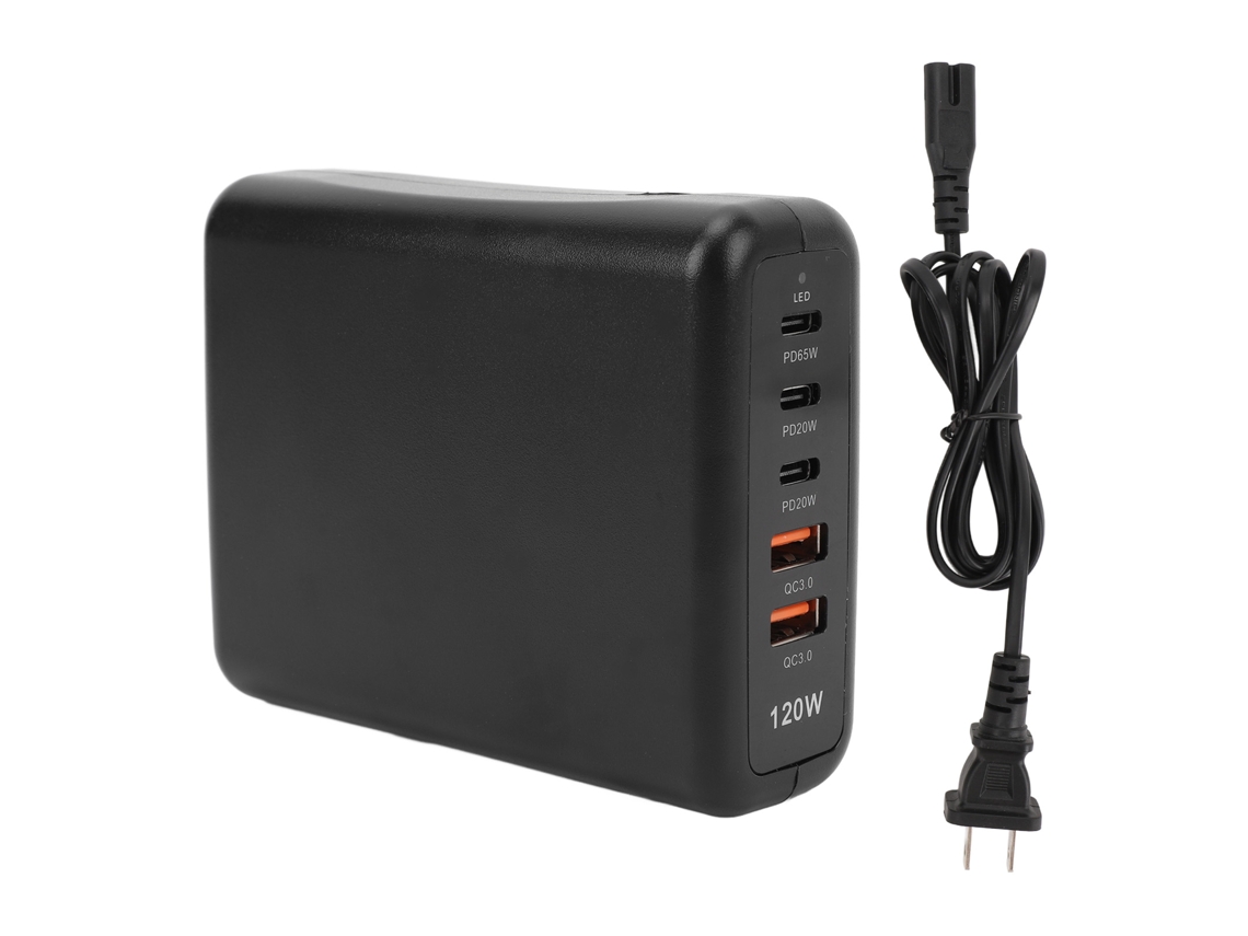 Cargador Usb-c De 5 Puertos, Estación De Carga Rápida De 120 W Para Teléfonos Móviles, Tabletas Y Portátiles.