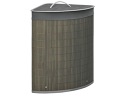 Cesto Ropa Bambú 55l Con Tapa, Asas Y Bolsa Extraíble, Gris