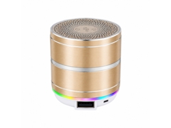 Mini Coluna Bluetooth Portátil Com Iluminação Led Rgb E Som Estéreo Multicores Kimiso Uf88 Dourado