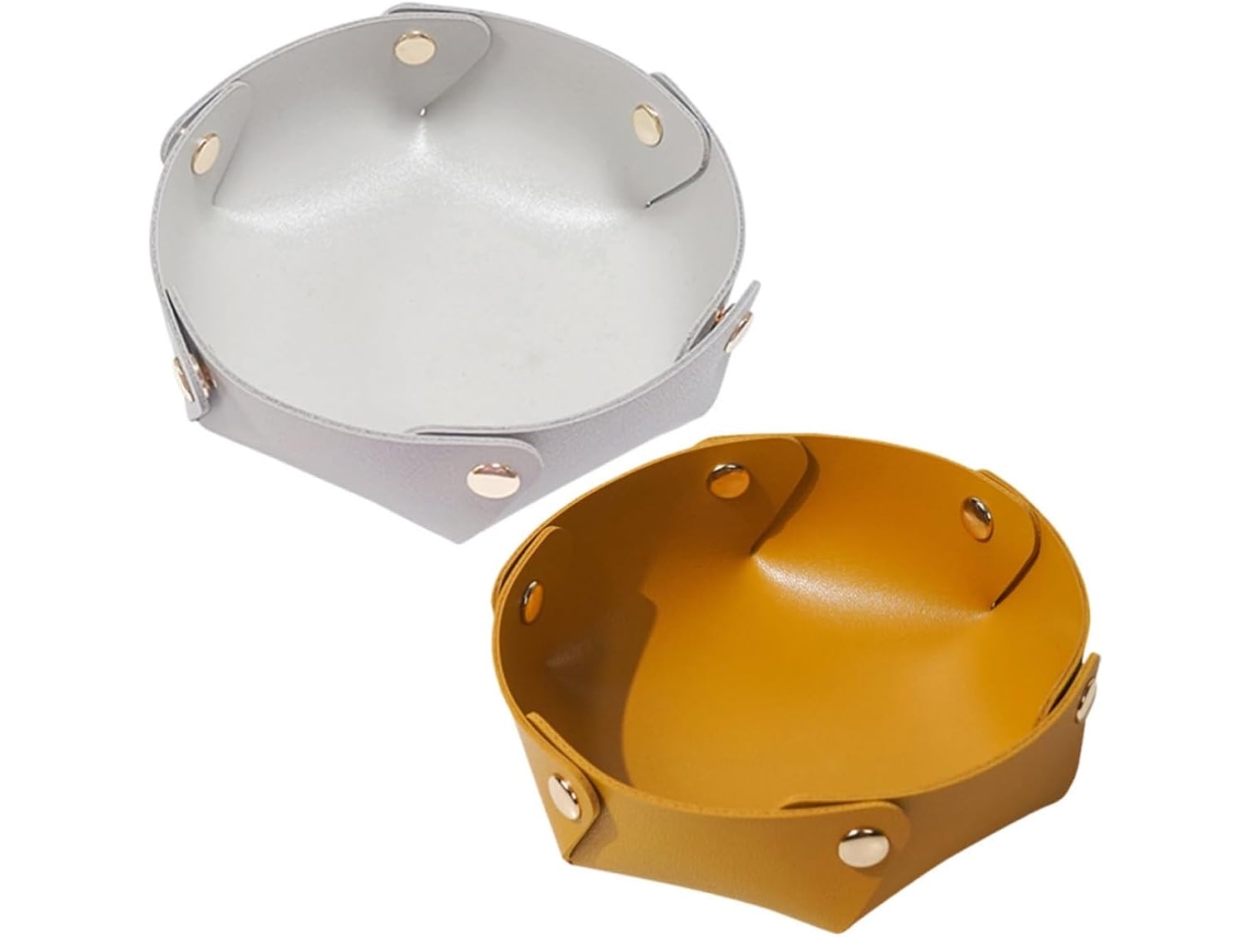 Bandeja Organizadora Cuero 2 Piezas Llaves Relojes Práctica Plana Triangular Ideal Entrada Oficina Base Casa