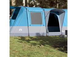 Tienda de campaña tipo túnel azul impermeable para 4 personas.
