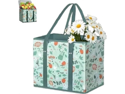 Bolsas de compra, bolsas de compra reutilizables, bolsa de picnic plegable de gran capacidad en tela no tejida, base reforzada de GOKOCO