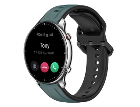 Correa Smartwatch para Amazfit GTR 2 Silicona Bicolor con Bucle Convexo de 22mm (Verde Oliva + Negro)