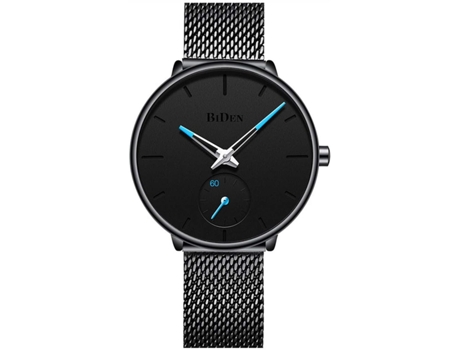 VEANXIN Relojes de pulsera de malla de acero inoxidable ultrafinos para mujer-Negro