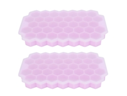 Moldes De Hielo De Silicona Rosa 37 Cuadrados Con Tapa Para Cocina 2 Piezas