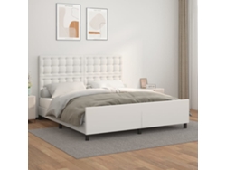 Estructura De Cama Sin Colchón Cuero Sintético Blanco 160x200cm