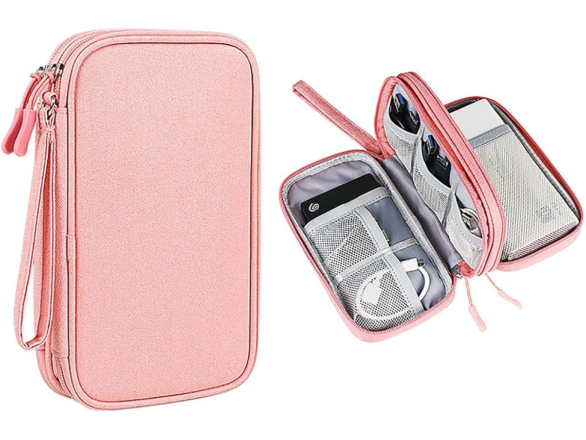 Cable Electrónico De Viaje Impermeable, Dos Capas, L CHRUI Bolsa De Almacenamiento Multifuncional Rosa Claro