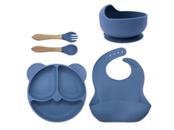 Juego De Vajilla Infantil De Silicona, Seis Piezas (azul Oscuro) Czhhmart