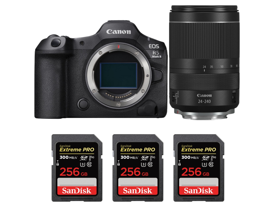 Canon Eos R5 Mark Ii + Rf 24-240mm F/4-6.3 Is Usm + 3 Sandisk 256gb Uhs-ii 300mb/s + Ebook “20 Consejos Para Fotos Que Impactan”