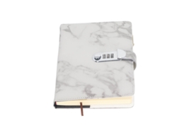 Cuaderno Con Cerradura De Contraseña Tapa Impermeable Ribbon Marcapáginas Piel Pu Lined Para Oficina Escuela Gris