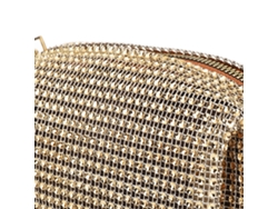 Bolso Bandolera Para Mujer Con Pedrería Dorada, Piel Sintética, Moderno, Versátil, Aprox. 20x13x9cm