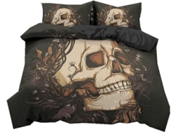 Juego Ropa Cama Microfibra Negra Funda Nórdica Estampado Almohada Juego Cama Color Juego Material 220x240 Cm