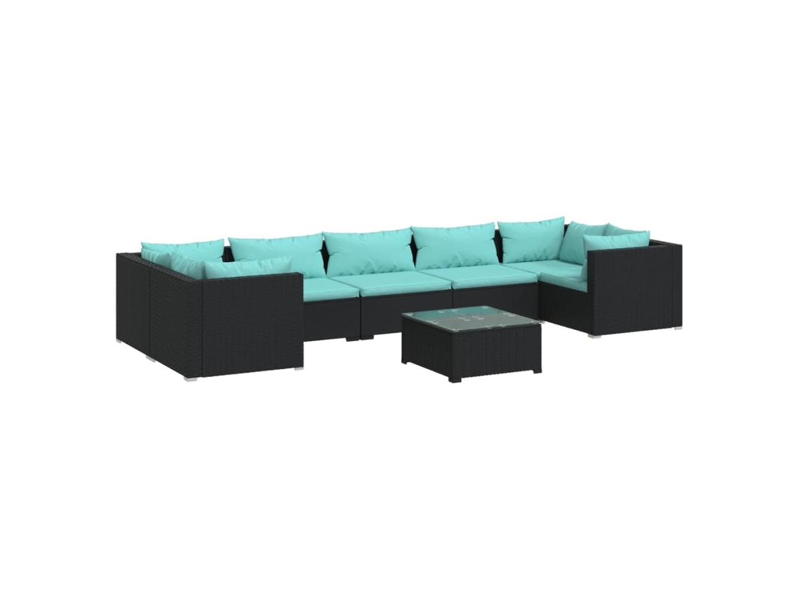 Maison Exclusive - Set De Muebles De Jardín 8 Pzas Y Cojines Ratán Sintético Negro
