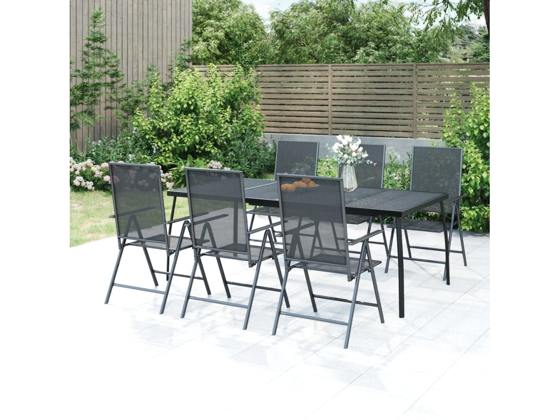 Mesa de Jardín LOVELY HOME Comedor Malla de Acero Antracita (200 x 100 x 72 cm)