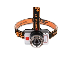 Linterna frontal LED recargable con zoom, resistente al agua, para pesca, camping, color negro.