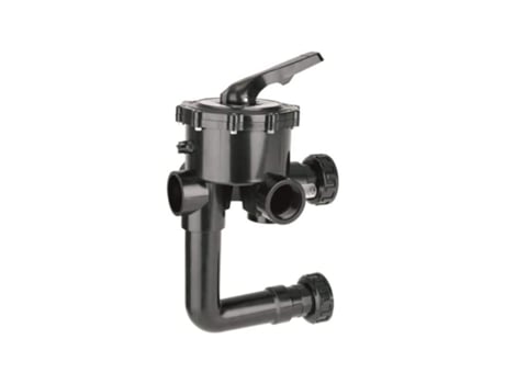 Válvula selectora 2 1/2 de tornillo con enlace a filtro y a las demás tuberías provenientes de la piscina. Variante 3. SUINGA
