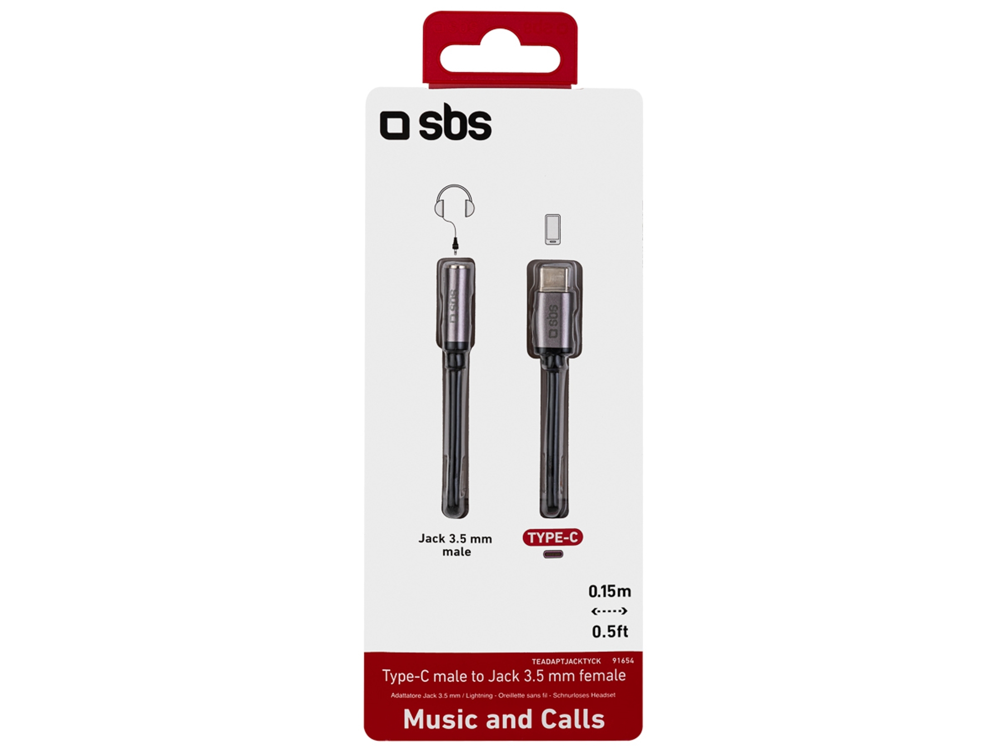 Adaptador USB-C SBS Jack 3.5 Negro
