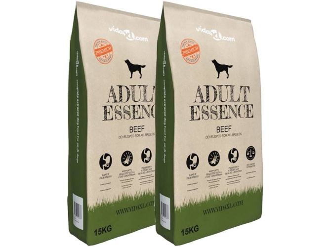 vidaXL Comida seca para perros Adult Essence Beef 2 uds 30 kg