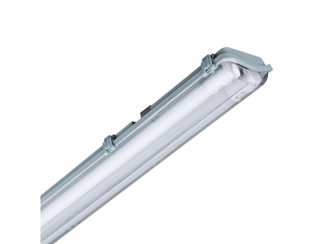 Pantalla impermeable de 150 cm IP65 con dos tubos LED de cristal de 22 W, 140 lm/w, 6000 K, blanco frío