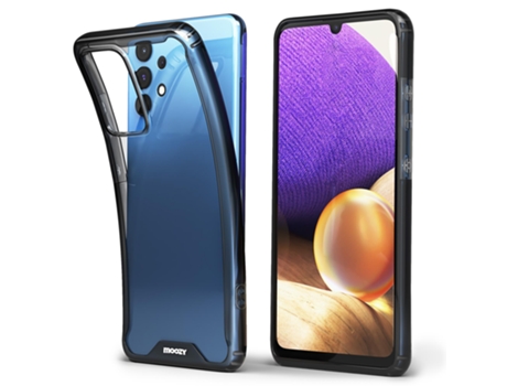 Funda Protectora MOOZY Xframe a Prueba de Golpes para Samsung A32 5G – Transparente con Borde Negro Funda Híbrida Transparente de Doble Color con B...