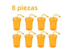 Set de agua de neón con tapa y pajita antigoteo Mdug (naranja)