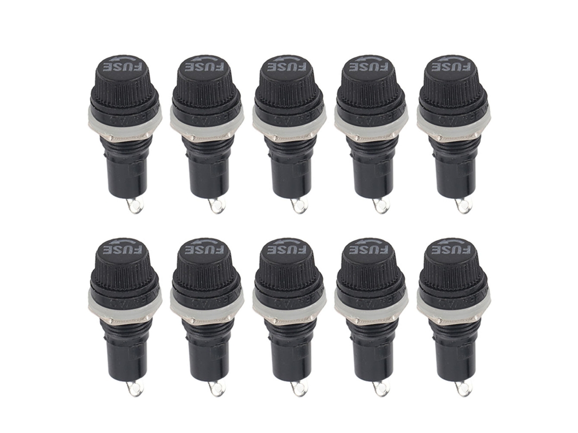 10 Portafusibles Con Tapa De Tornillo Para Montaje En Panel, Para Fusibles De Vidrio De 5x20 Mm.