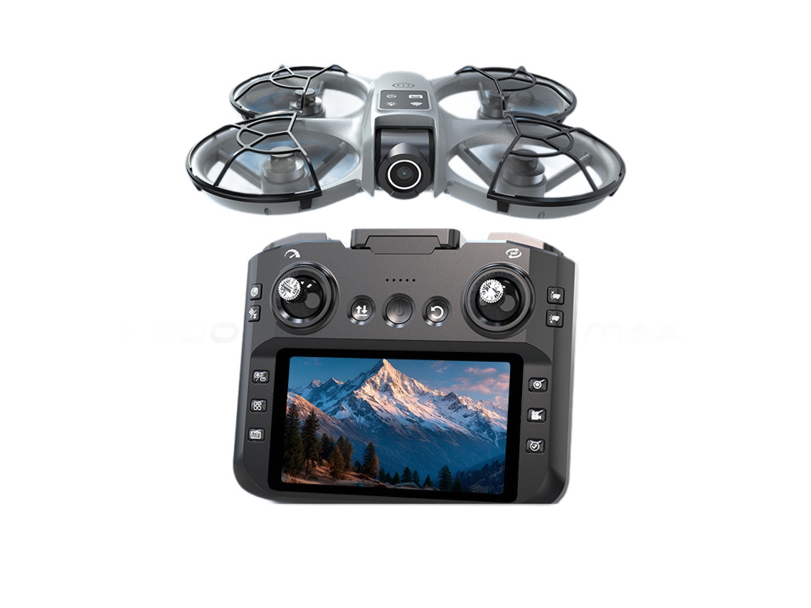 Mini Dron K200 Max 4k Profesional Hd Con Cámara Dual Fpv Y Control De Pantalla De 4,5 Pulgadas 2 Baterías Gris