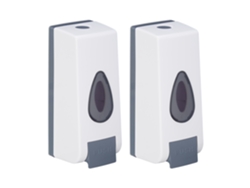 Relaxdays Set 2 Dispensadores De Jabón De Pared, 350 Ml, Dosificadores Industriales Gel, 19 X 8 X 8 Cm, Blanco Y Gris