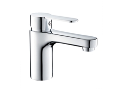 Grifo Monomando Para Lavabo, Superficie Cromada, Cuerpo Liso