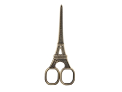 Tijeras antiguas de costura y bordado con forma de Torre Eiffel, bronce