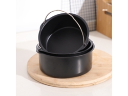 Canasta Para Pasteles Accesorio De Freidora De Aire Molde De Horneado Antiadherente Redondo Para Papas Fritas Placa De Pizza De 8 Pulgadas Negra