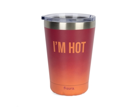 FISURA – Vaso termo original “I’m hot”. Vaso termo café para llevar granate degradado. Taza de café 310 ml. Taza térmica acero inoxidable. Libre de...