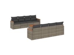 Conjunto de 9 sofás de jardín con cojines de mimbre y patas grises, MAISON EXCLUSIVE (90 x 200 cm)