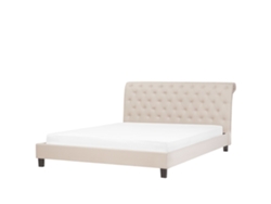 Cama con somier BELIANI Reims de Poliéster Beige 193x230x118