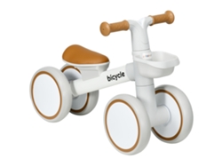 Bicicleta de equilibrio para bebés de 12 a 36 meses, con asiento ajustable, cesta y 4 ruedas silenciosas, color blanco.