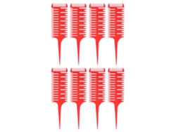 8 Peines De Cola De Abs Rojo Transparente Para Uso En Salones De Belleza Y En El Hogar.