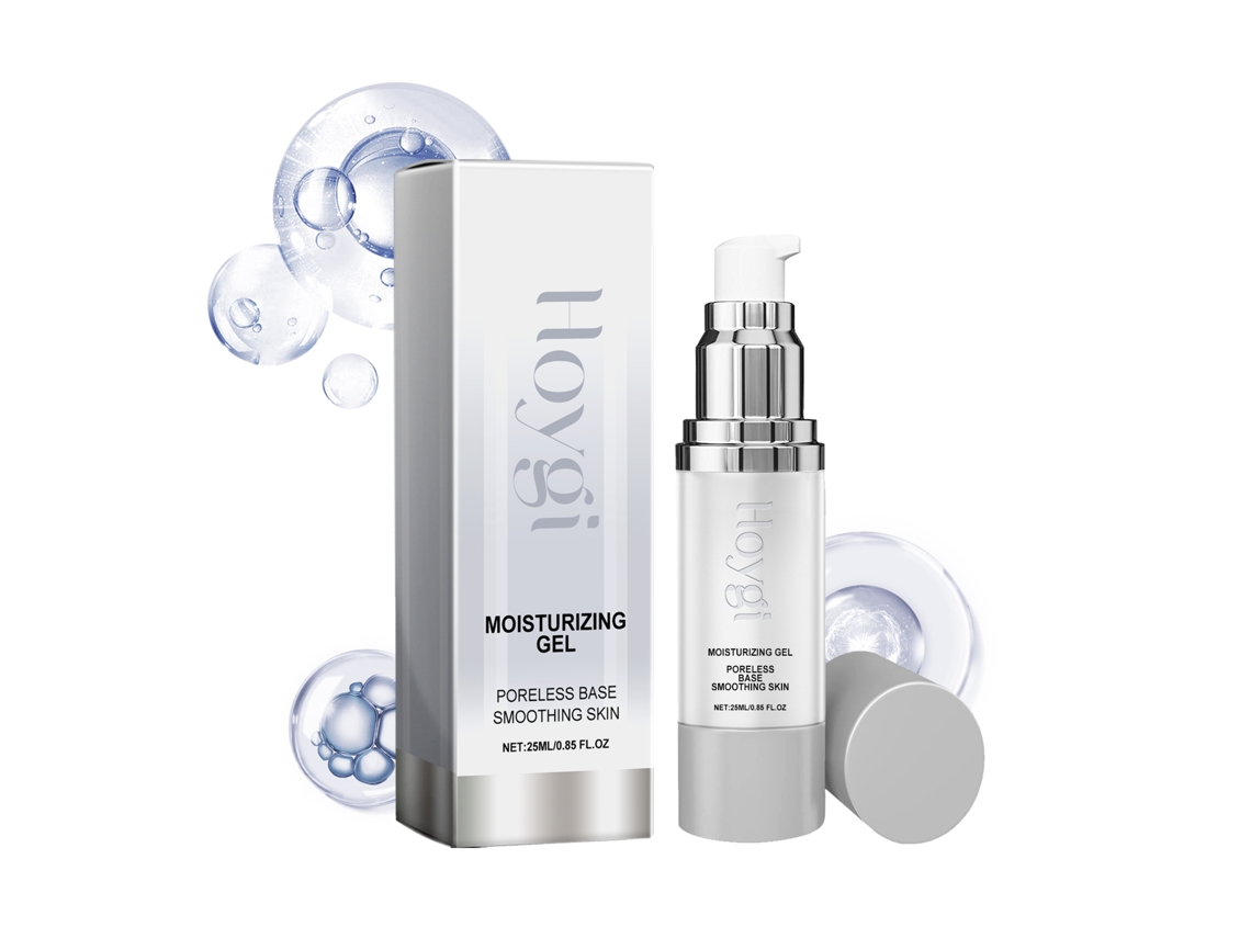 Gel hidratante y prebase correctora ligera para la piel con glicerina, ácido hialurónico y niacinamida.