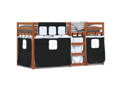 Litera Con Cortinas 90x200 Cm Pino Macizo Blanco Y Negro Dkd Home Decor