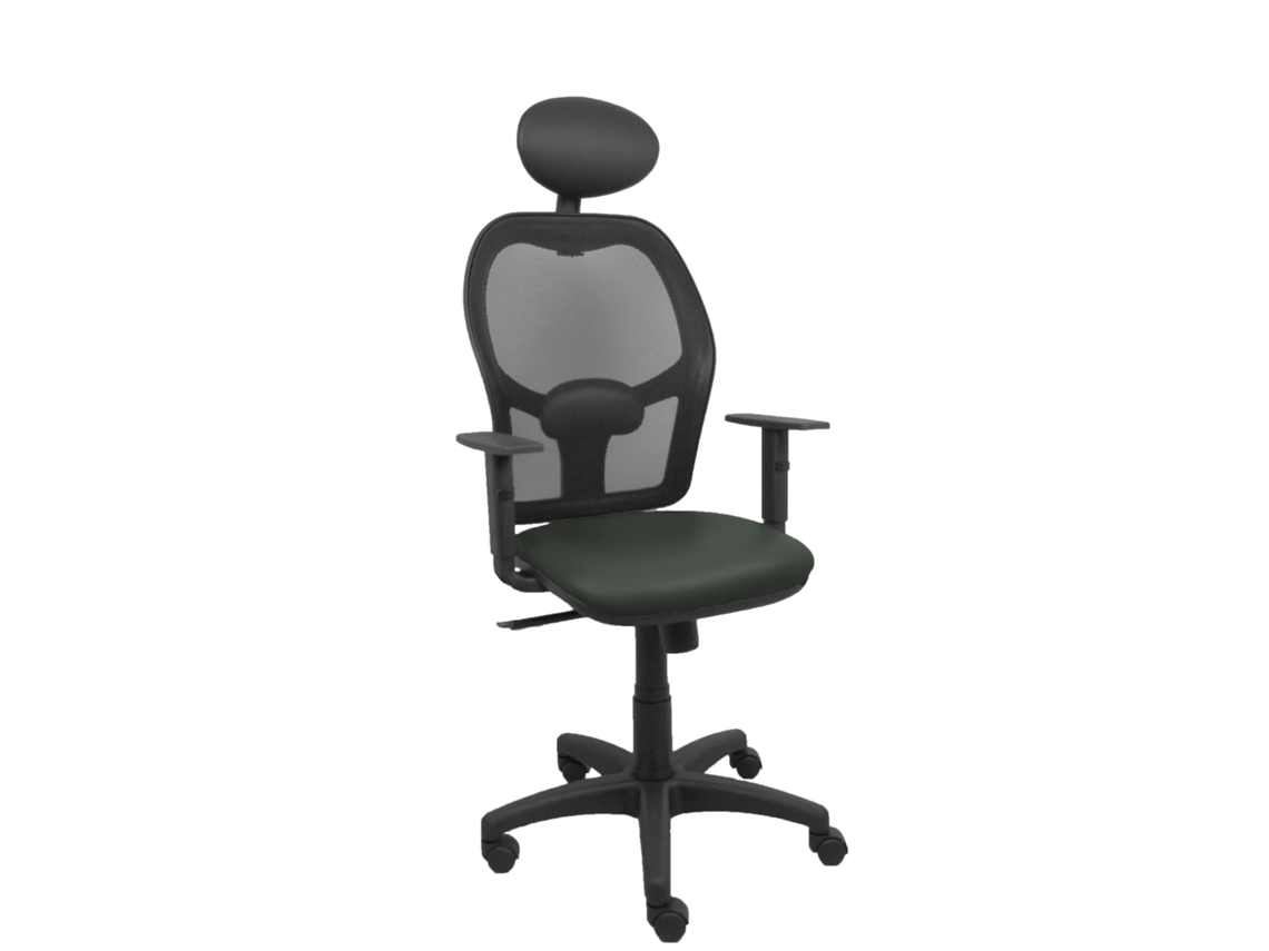Silla De Oficina Alocén Con Mecanismo Sincro Tapizada Con Similpiel Color Gris Oscuro Y Malla Color Negro