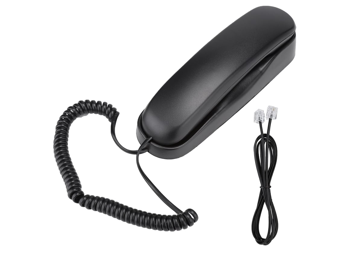Mini teléfono de pared sin identificación con cable alargador de 1,5 m