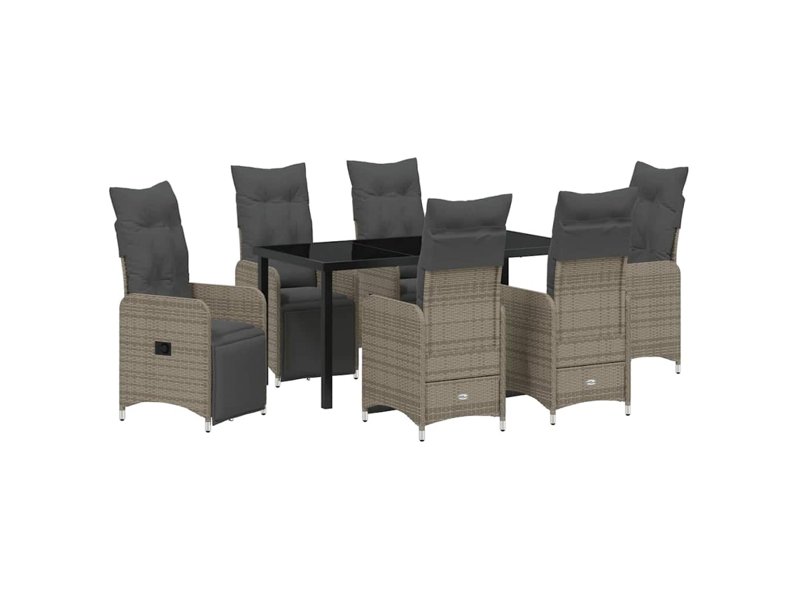 Maison Exclusive - Conjunto De Comedor De Jardín 7 Pcs Beige Ratán Sintético