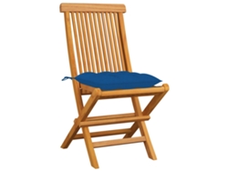 Maison Exclusive - Sillas De Jardín 4 Uds Madera Maciza De Teca Con Cojines Azules